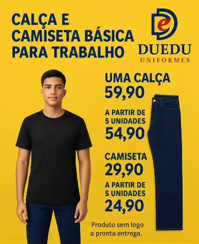 Calça Jeans Básica Para Uniformes